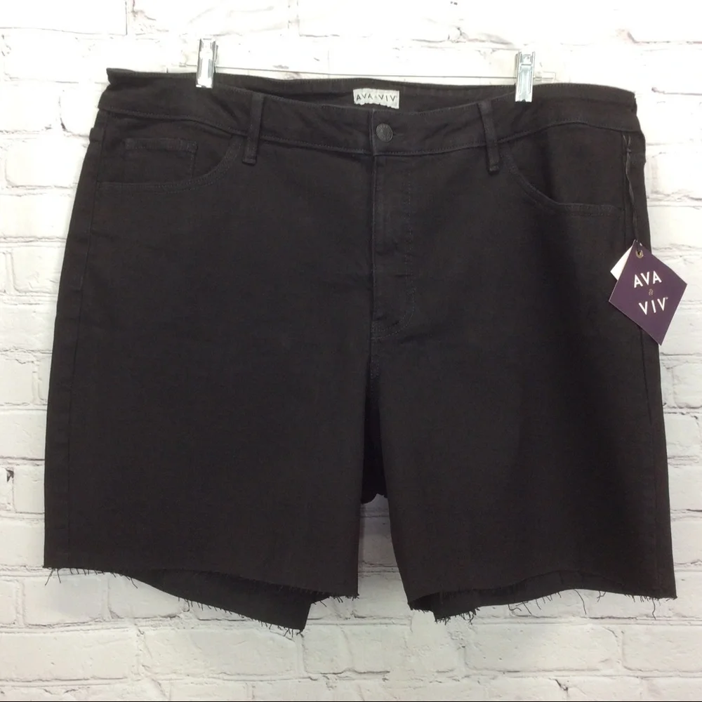 Ava & Viv Jean Shorts Women’s Plus Sz 22W Blk High Rise Cutoff Distressed Ripped - Picture 5 of 9